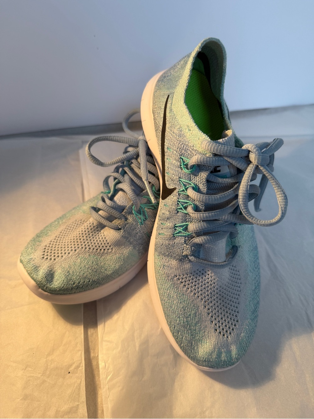 Nike Flyknit Women’s Running Shoes - Cyan Blue-Sz 6